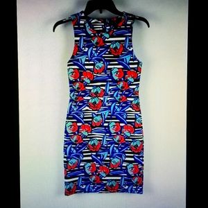 Topshop Blue Multi Color Striped floral jewel